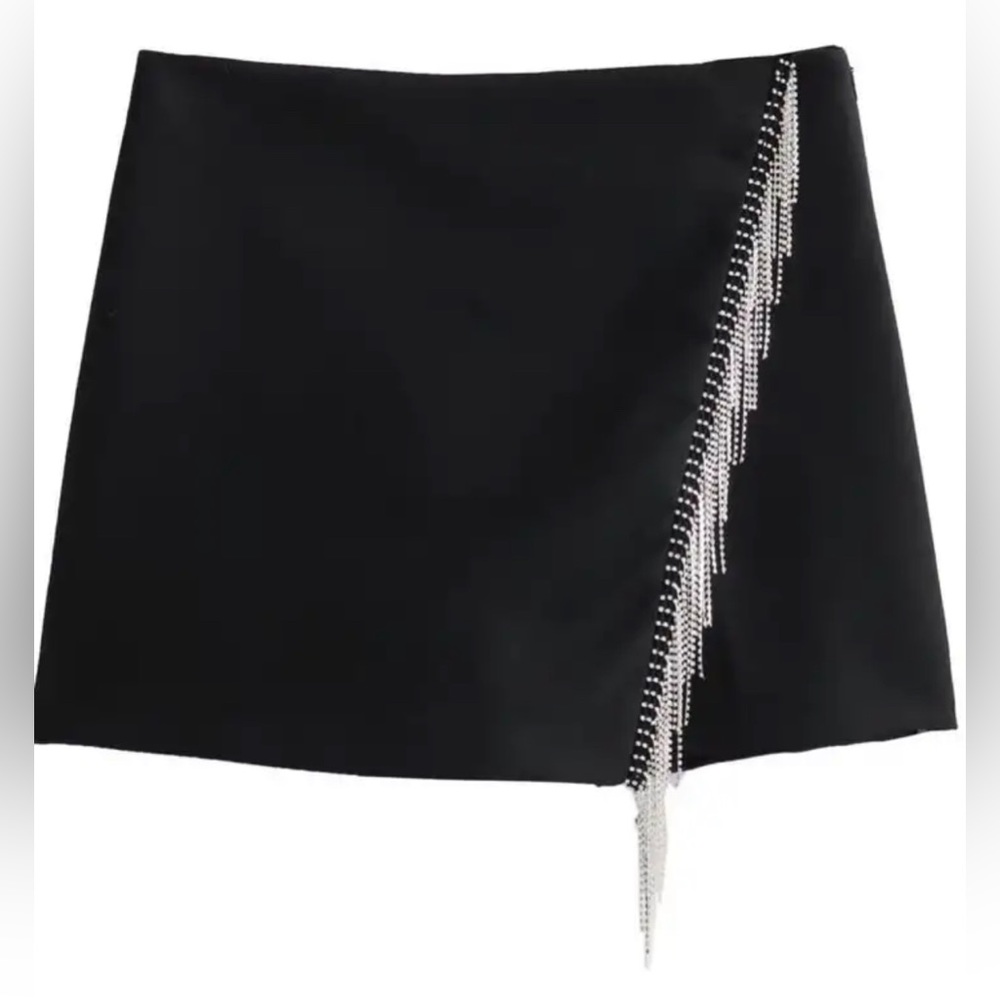 Gem Tassel Decoration Mini Skirt